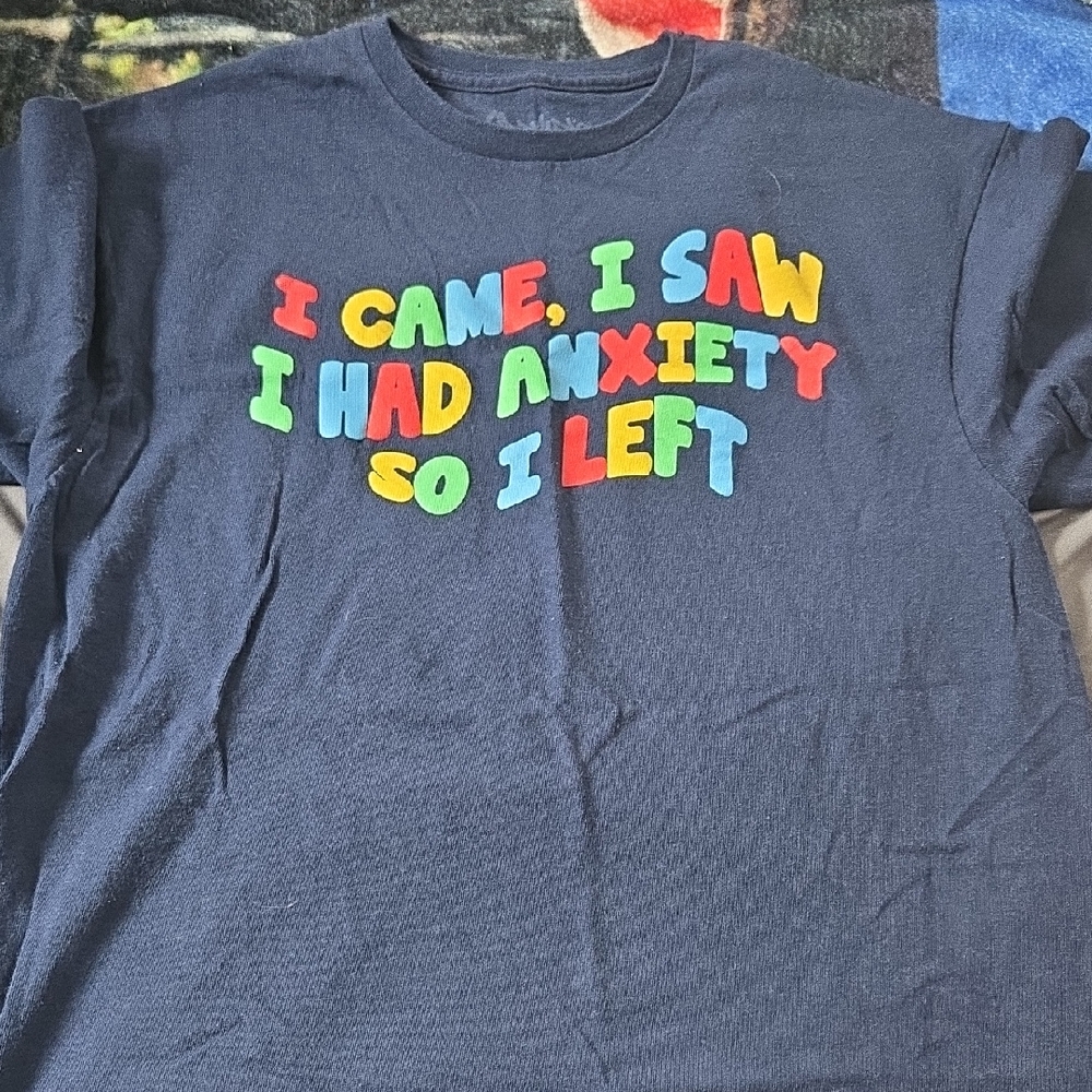 Navy Graphic Tee with Colorful Text